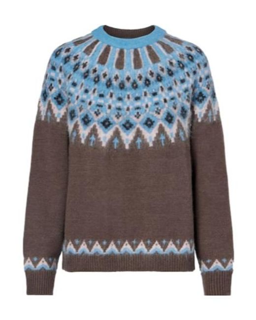 Staud Gray Zane Fair Isle Wool-Blend Sweater