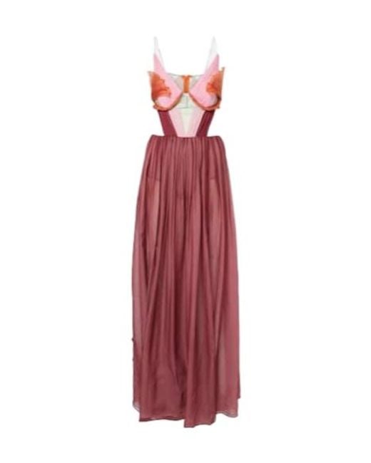 Nensi Dojaka Red Dahlia Silk Open-Back Bustier Gown