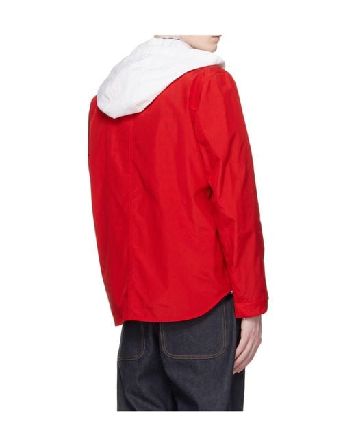 Thom Browne Red Hooded Ripstop Jacket for men