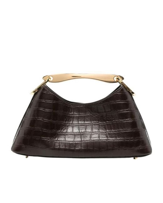 Elleme Brown Elleme Mini Boomerang Croc-Effect Leather Tote Bag