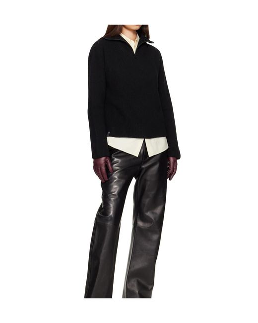 Mackage Black Gladys Knit Half-Zip Pullover Sweater