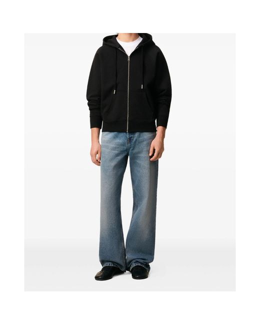 AMI Black Ami De Coeur Zip-Up Hoodie for men