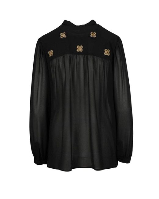Saint Laurent Black Semi-Sheer Embroidered Shirt