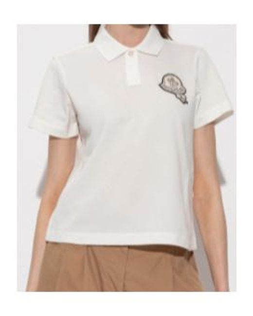 Moncler White Logo Patch Short Sleeved Polo Shirt