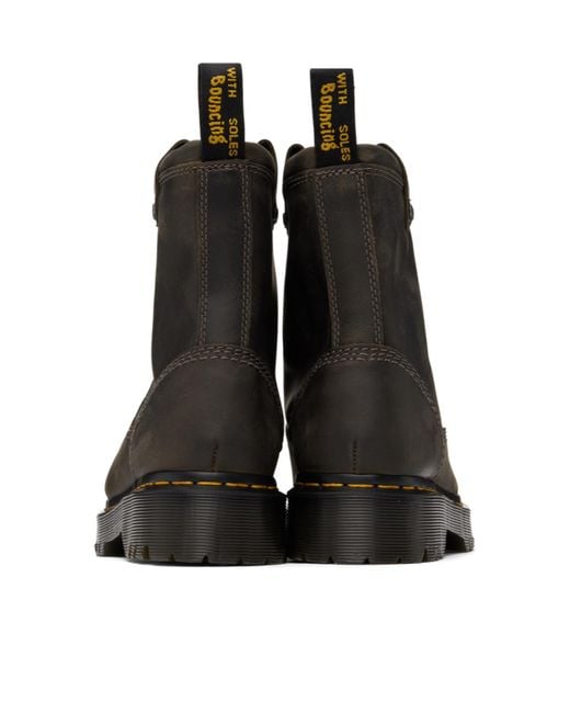 Dr. Martens Black Anistone Lo Leather Biker Boots for men