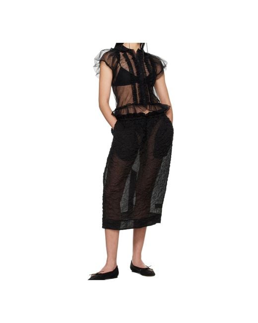 Simone Rocha Black Ruffle-Waisted Skirt