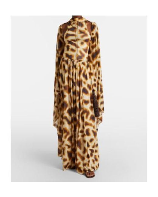 Christopher Esber Metallic Printed Draped Caped Gown