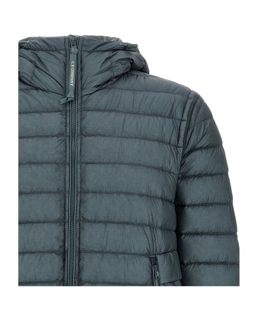C P Company Blue Long-Sleeved Hooded Cotton Jacket for men