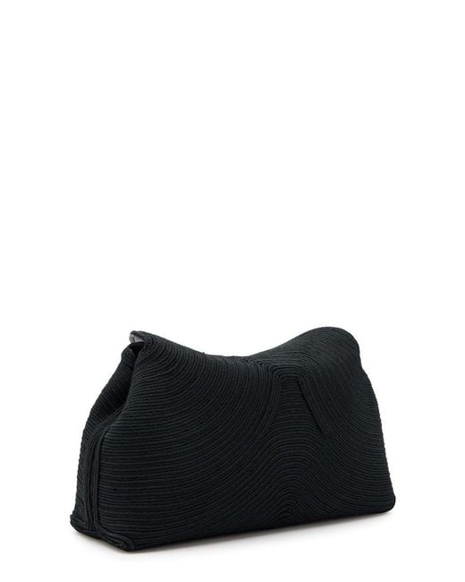 Totême  Black T-Lock Woven Clutch