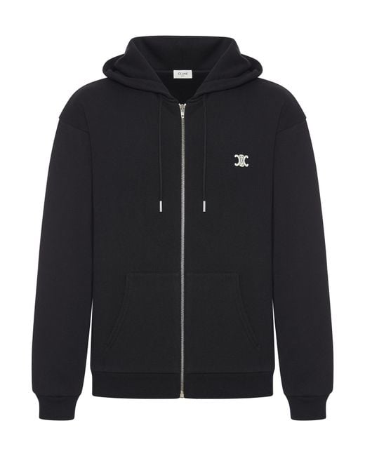 Celine Triomphe Zipped Hoodie in Black for Men | Lyst