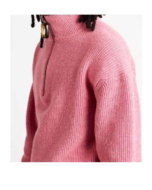 J.W. Anderson Pink Jw Anderson Half-Zip High Neck Knitted Sweater for men