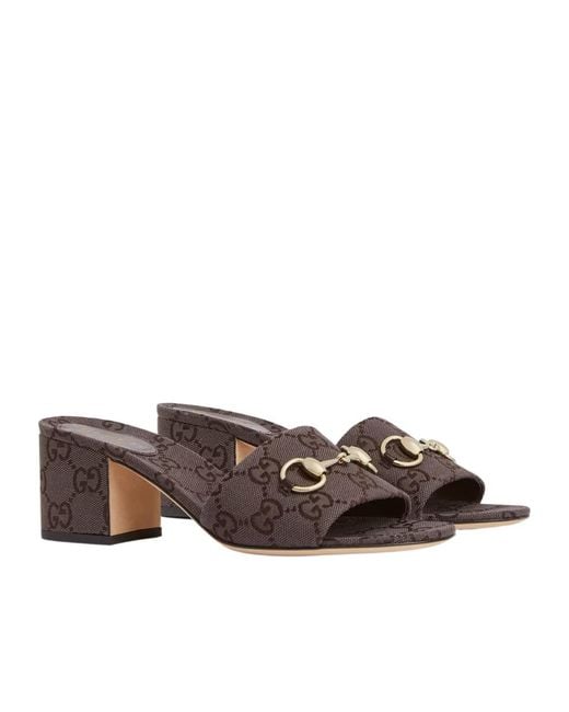 Gucci Brown Horsebit Slide Sandals