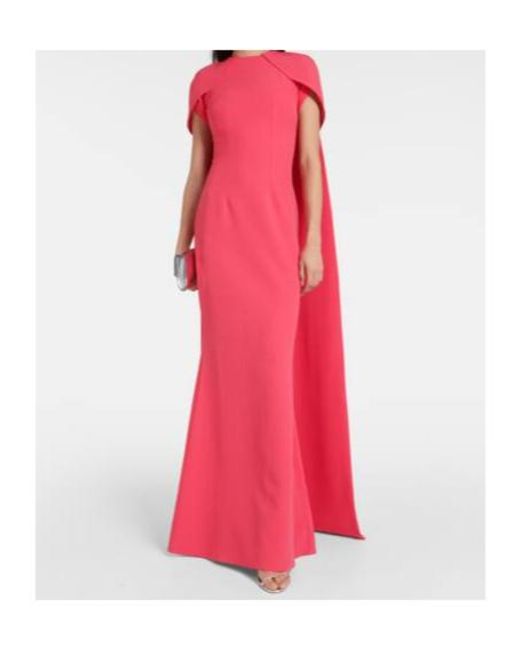 Safiyaa Red Ginkgo Caped Gown