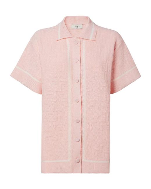 Fendi Pink Ff Crochet Polo Shirt