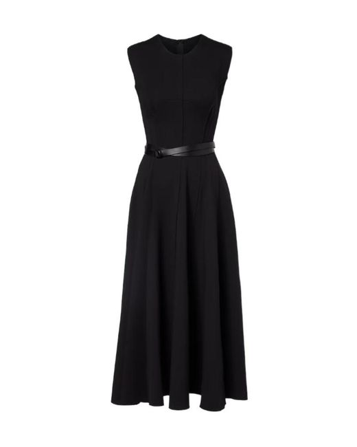 Norma Kamali Black Belted Cotton-Blend Midi Dress