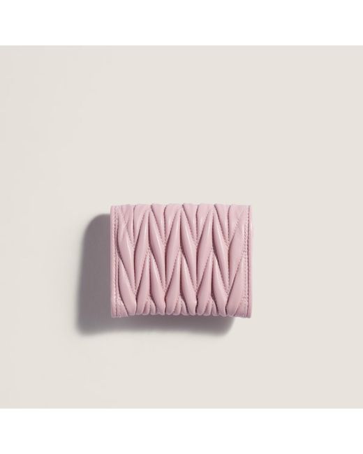 Miu Miu Pink Matelassé Nappa Leather Small Wallet