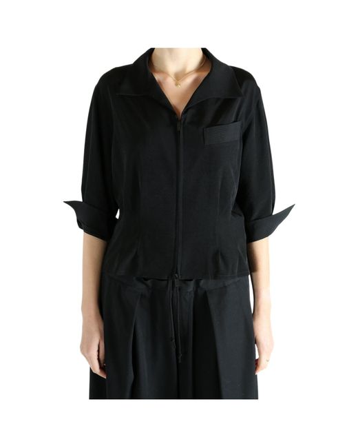 Y's Yohji Yamamoto Black Ko-/4 Sleeve Bl Shirt