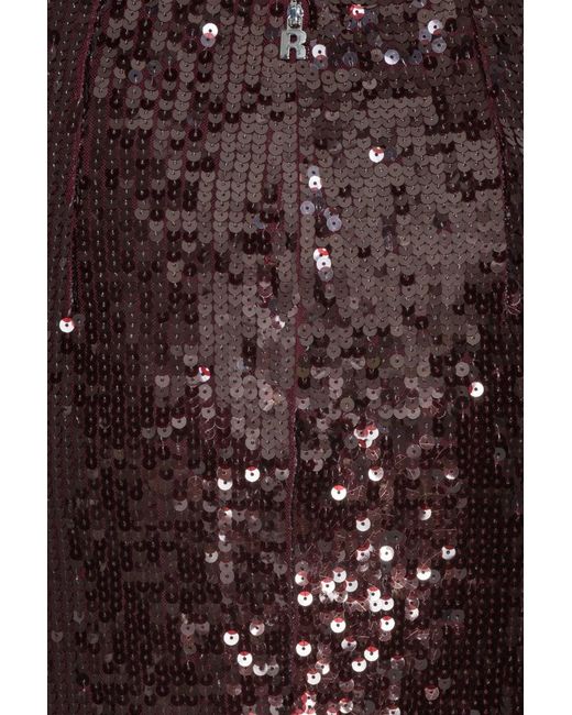 ROTATE BIRGER CHRISTENSEN Purple Burgundy Midi Skirt With Sequined Finish