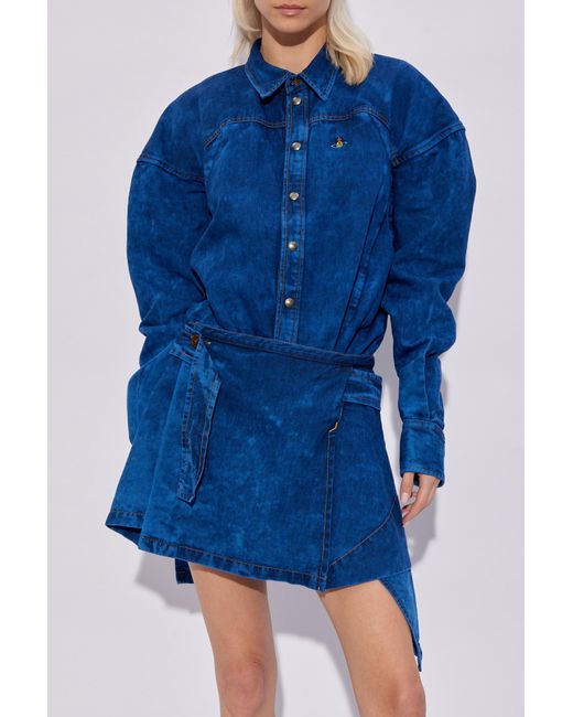 Vivienne Westwood Blue Meghan Asymmetric Faded Mini Dress