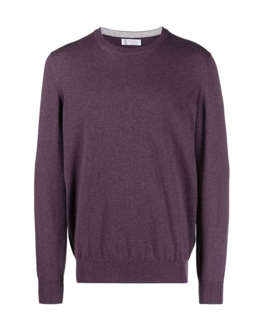 Brunello Cucinelli Brown Crewneck Knitted Jumper for men