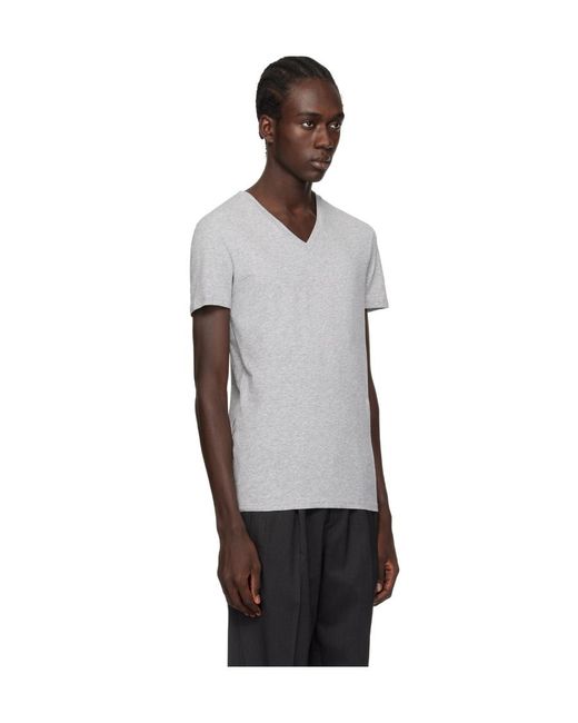 Zegna Gray V-Neck Short-Sleeved T-Shirt for men