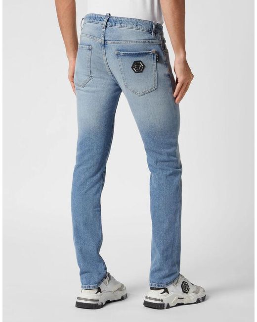 Philipp Plein Blue Denim Trousers Super Straight Cut Premium for men