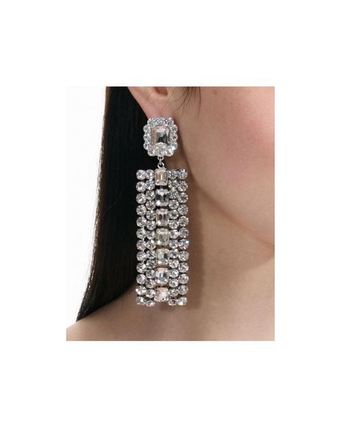 Self-Portrait White Embellished Droplet Earrings