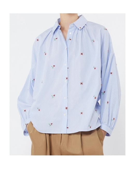Weekend by Maxmara Blue Wkdbutterfly Embroidery Poplin Shirt