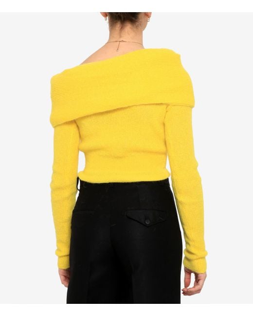 Philosophy Di Lorenzo Serafini Yellow Off-The-Shoulder Knitted Jumper