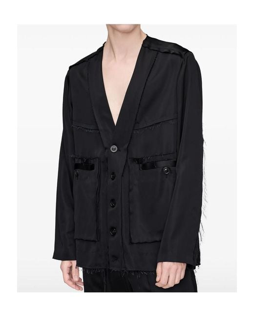 Maison Margiela Black Patchwork Satin Jacket for men