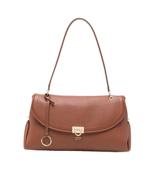 Ferragamo Brown Flap Shoulder Bag