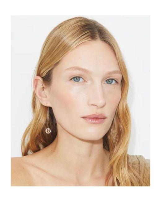 Tory Burch Metallic Pavé Threader Earrings