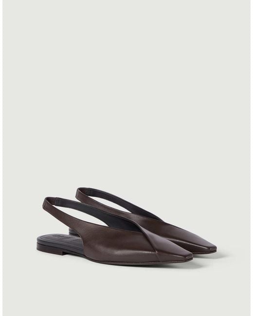 Brunello Cucinelli Brown Calfiskin Slingback Flats