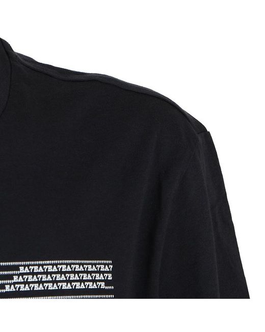 EA7 Black Round-Necked Logo T-Shirt for men