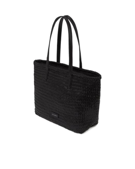Karl Lagerfeld Black Logo Woven Tote Bag