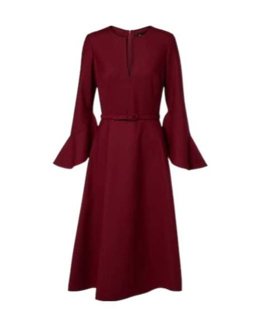 Oscar de la Renta Red Wool Midi Dress