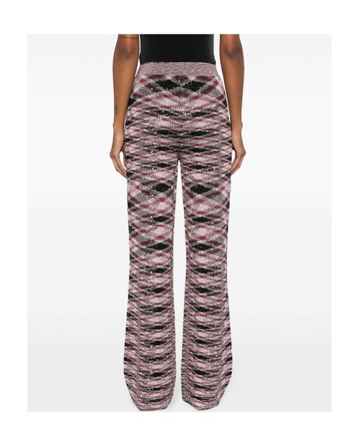 Missoni Black Patterned Intarsia-Knit Flared Trousers