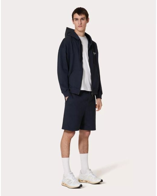Valentino Blue Drawstring Zip-Up Jacket for men