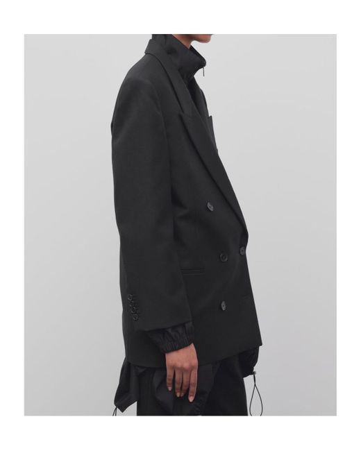 The Row Black Double-Breasted Wool Coat
