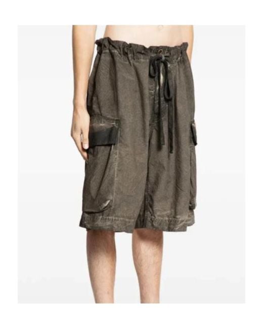 Uma Wang Gray Drawstring Cargo Shorts for men