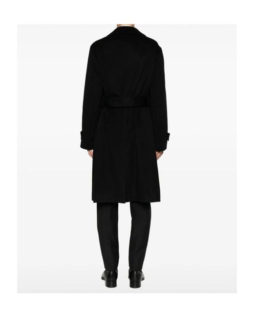 Lardini Black Belted Single-Breasted Coat for men