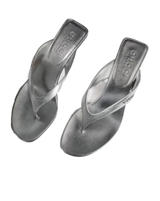 Gucci White Vittoria Thong Sandal