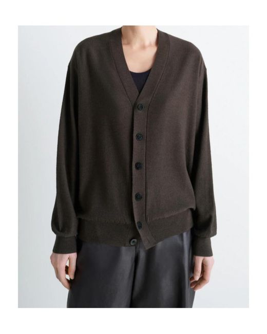 Lemaire Black V-Neck Long Sleeved Cardigan for men
