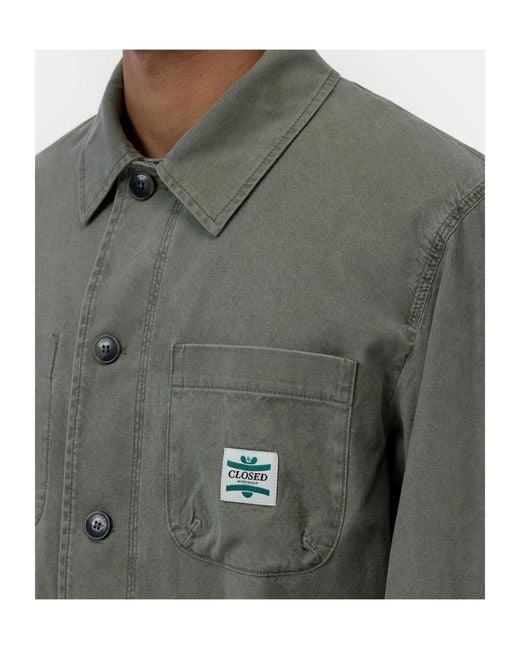 Closed Green Logo-Patch Multi-Pocket Shirt Jacket for men