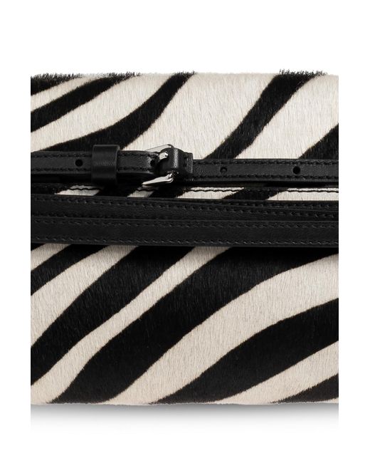 Moschino Black Zebra-Print Leather Clutch Bag