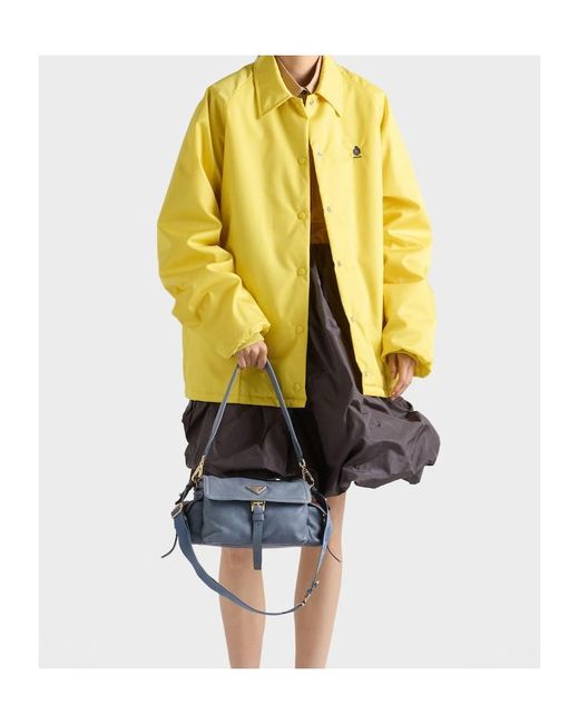 Prada Blue Explore Medium Nappa Leather Shoulder Bag With Flap