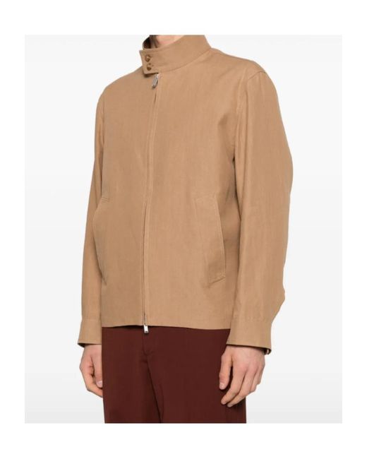 Lardini Natural High Collar Zip Jacket for men