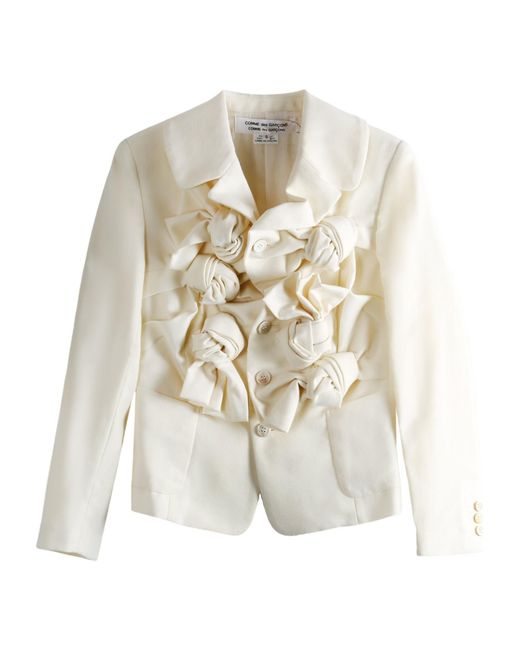 Comme des Garçons White Comme Des Garçons Comme Des Garçons Ruffled Detail Jacket