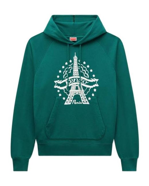 KENZO Green Eiffel Tower Design' Hoodie for men