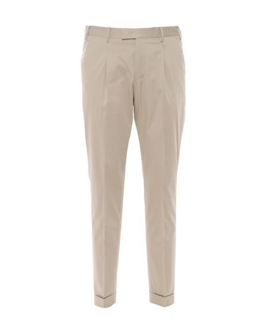 PT01 Natural Pt Torino Turn-Up Hem Trousers for men